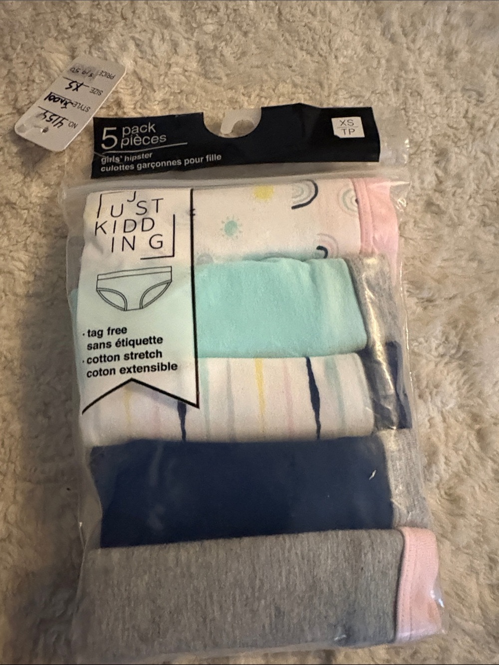 Girls' 5-Pack Hipster Briefs - Pastel Multi (Pink, Mint, Navy, Gray, White)